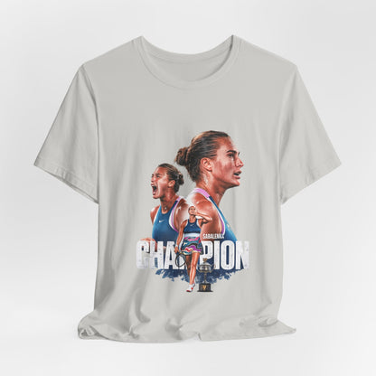 Champion Athlete Sabalenka Graphic Tee — "CHAMPION" Player Portrait T-Shirt