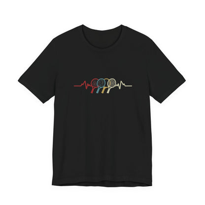 Tennis Heartbeat Tee — Retro Racket Line Art T-Shirt