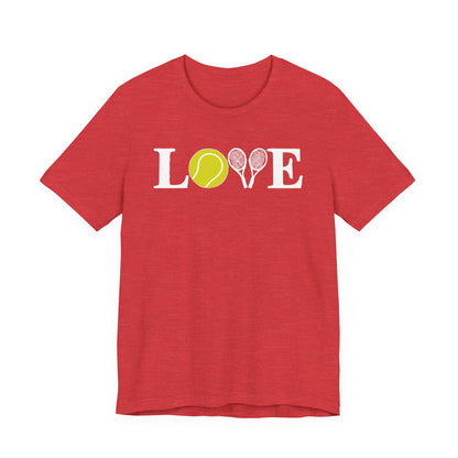 Tennis Love T-Shirt — 'LOVE' with Tennis Ball & Rackets