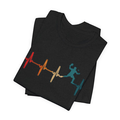 Heartbeat Tennis T‑Shirt — Colorful Surf Pulse Graphic Tee