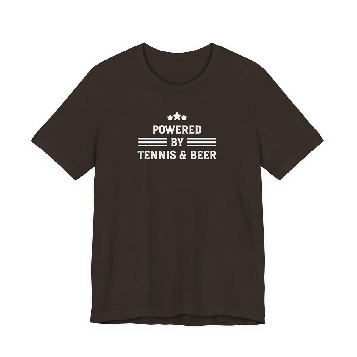 T-Shirt — "Powered by Tennis & Beer" Graphic Tee
