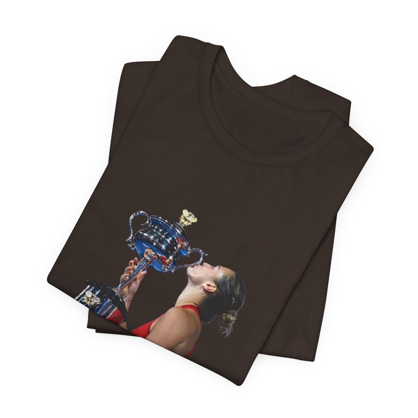 Tennis Champion Sabalenka — Woman Kissing Trophy Graphic T-Shirt
