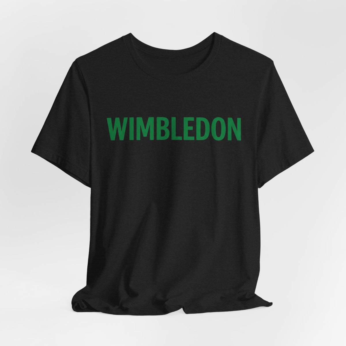 Wimbledon Classic Logo Tee — Green Text Tennis T‑Shirt