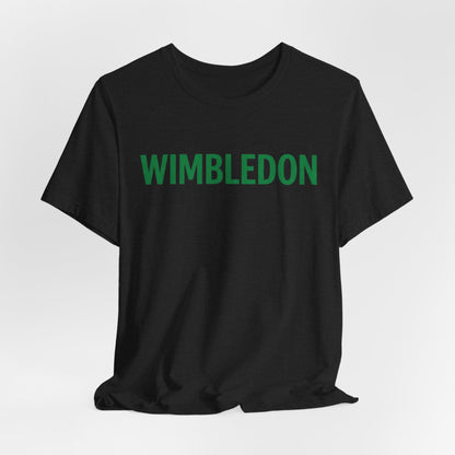 Wimbledon Classic Logo Tee — Green Text Tennis T‑Shirt