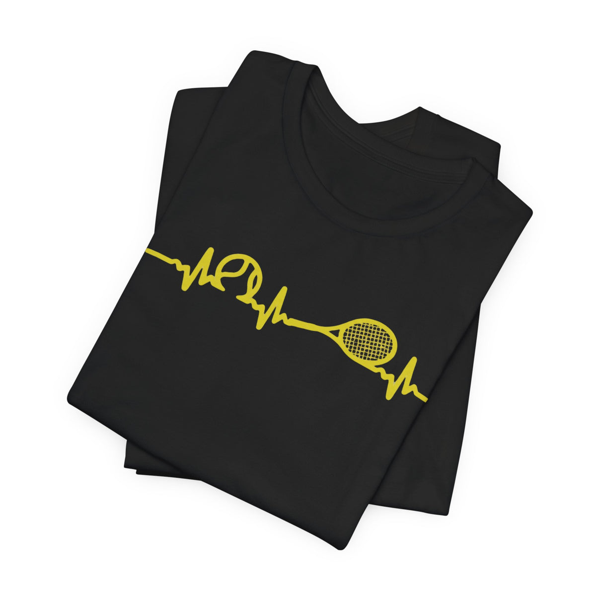 Tennis Heartbeat Tee — Minimal Tennis Racket ECG Graphic T-Shirt