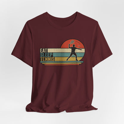 Eat Sleep Tennis Retro Graphic Tee — Vintage Tennis Player T‑Shirt