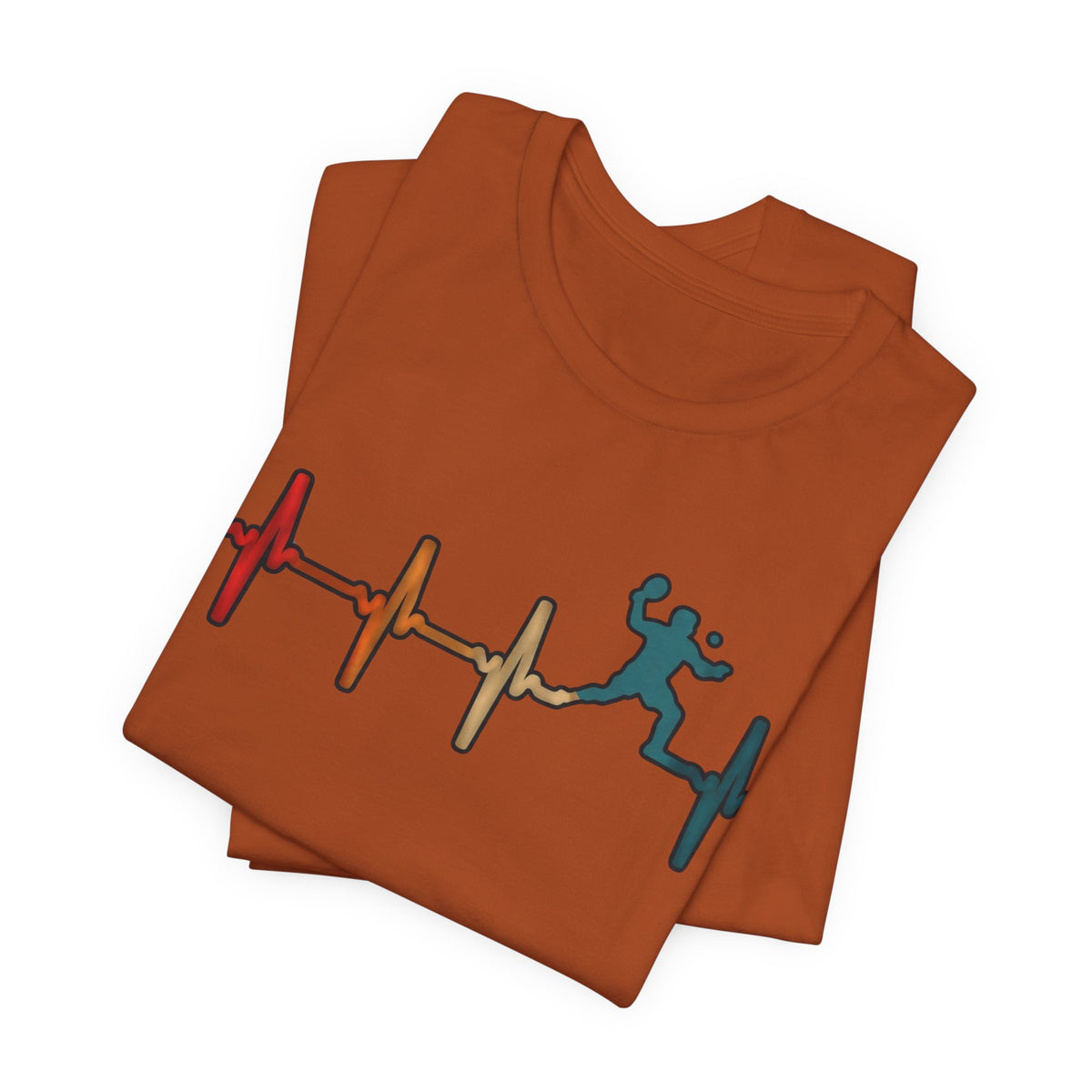 Heartbeat Tennis T‑Shirt — Colorful Surf Pulse Graphic Tee
