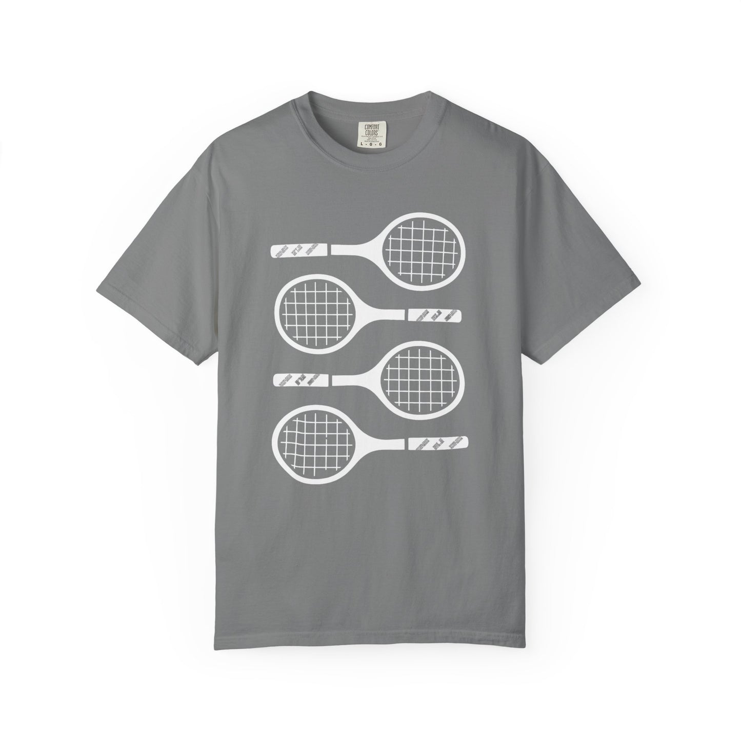 Tennis Rackets Graphic T-Shirt — Vintage-Inspired Garment-Dyed Tee