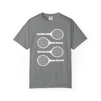 Tennis Rackets Graphic T-Shirt — Vintage-Inspired Garment-Dyed Tee