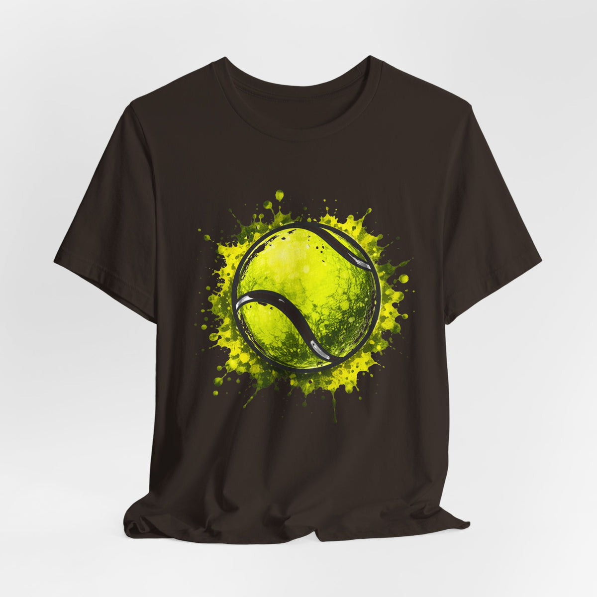 Tennis Tee — Watercolor Ball & Cartoon Player Short Sleeve Shirt