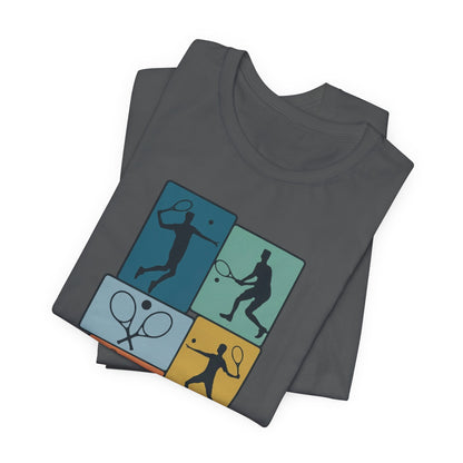 Tennis Silhouette Graphic Tee — Color Block Racket Players