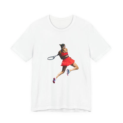 Tennis Player Sabalenka Graphic Tee — Women’s Red Dress Tennis Apparel