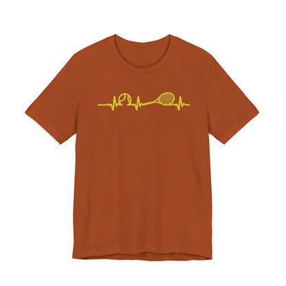 Tennis Heartbeat Tee — Minimal Tennis Racket ECG Graphic T-Shirt