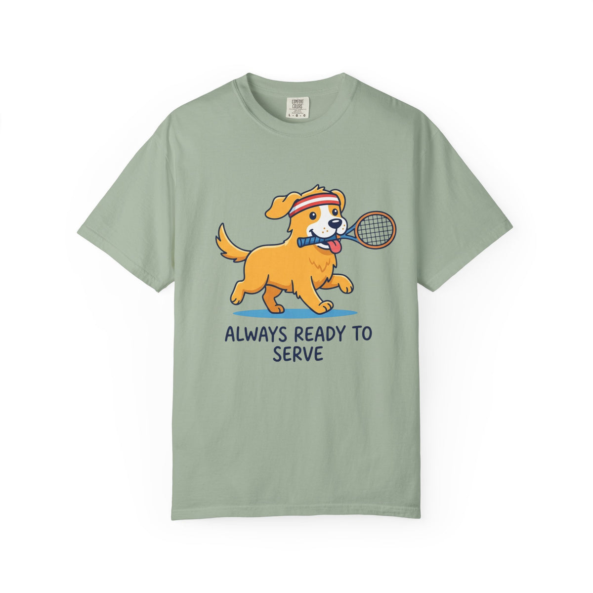 T-Shirt — "Always Ready to Serve" Golden Retriever Tennis Dog Graphic