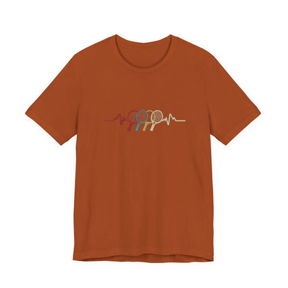 Tennis Heartbeat Tee — Retro Racket Line Art T-Shirt