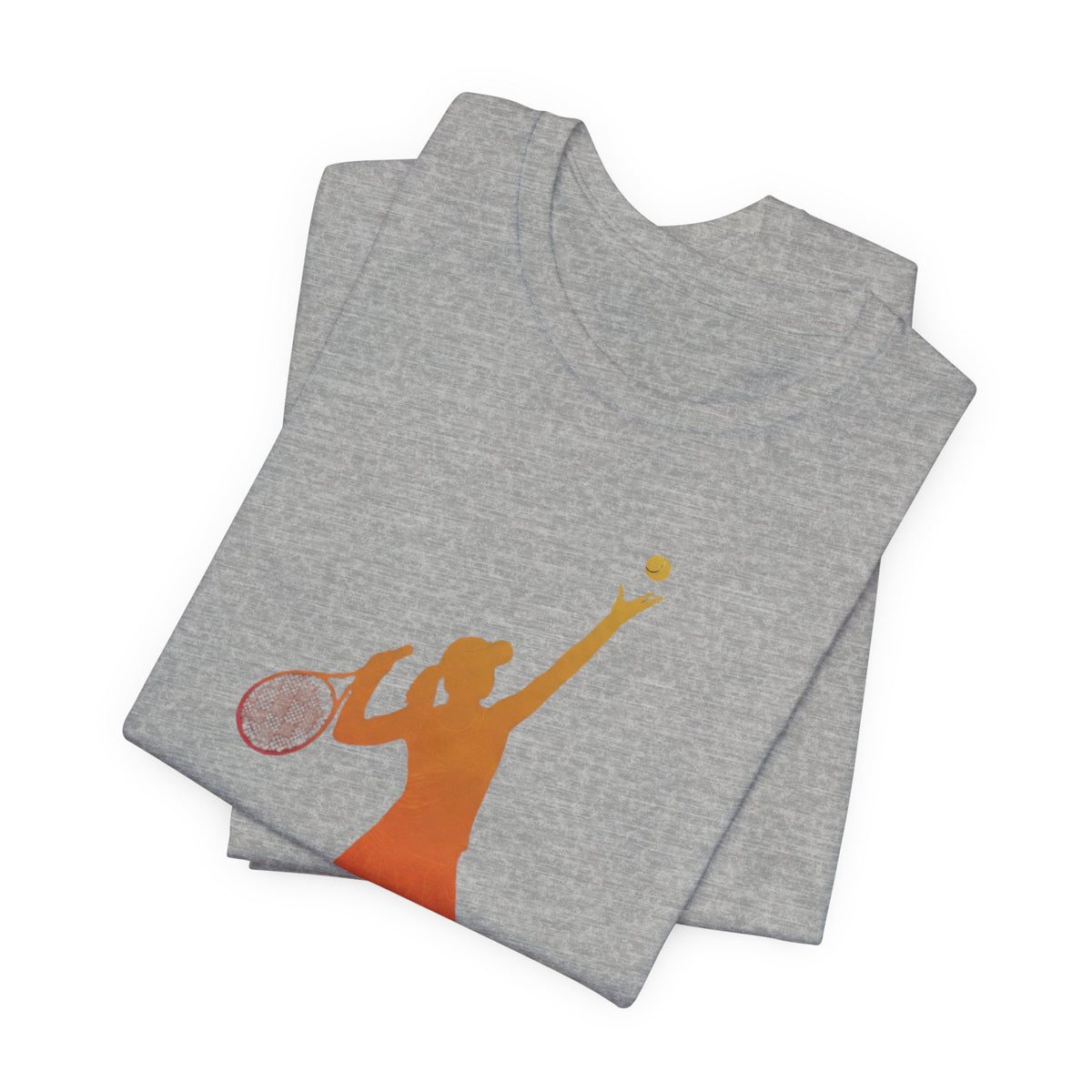 Tennis Serve Silhouette Tee — Gradient Female Tennis Player Graphic T‑Shirt