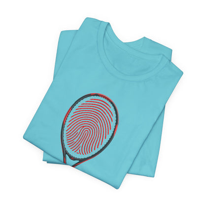 Tennis T‑Shirt — "It's In My DNA" Racket Fingerprint Tee