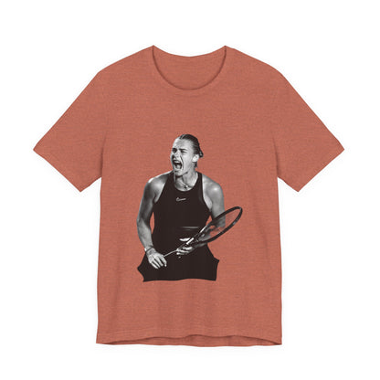 Tennis Player Sabalenka Graphic Tee — Energetic Champion Tennis T‑Shirt