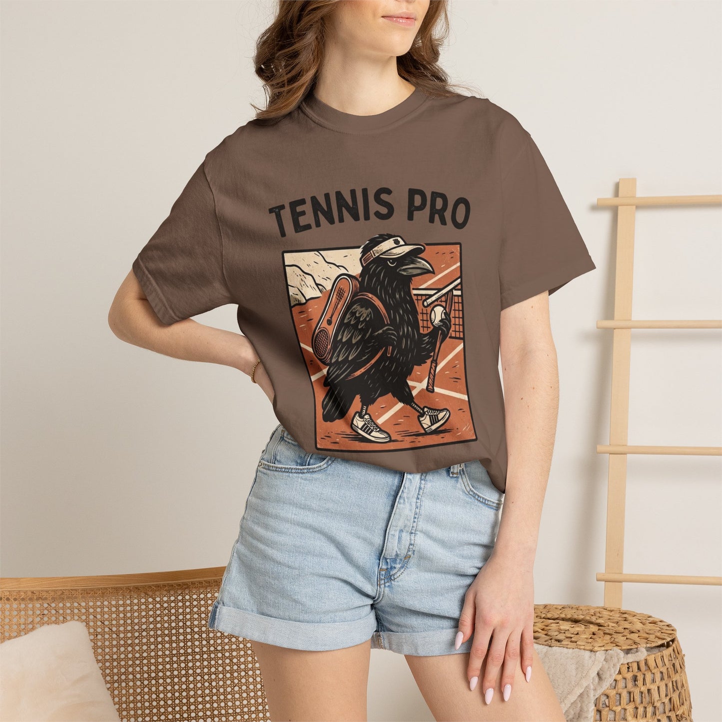 Tennis Pro T‑Shirt — Vintage Raven Tennis Graphic
