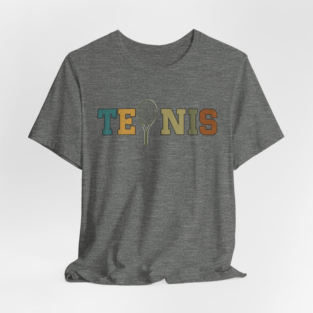 Tennis Retro Graphic Tee — Vintage Racket Lettering Shirt