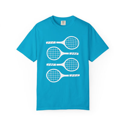 Tennis Rackets Graphic T-Shirt — Vintage-Inspired Garment-Dyed Tee