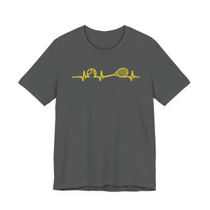 Tennis Heartbeat Tee — Minimal Tennis Racket ECG Graphic T-Shirt