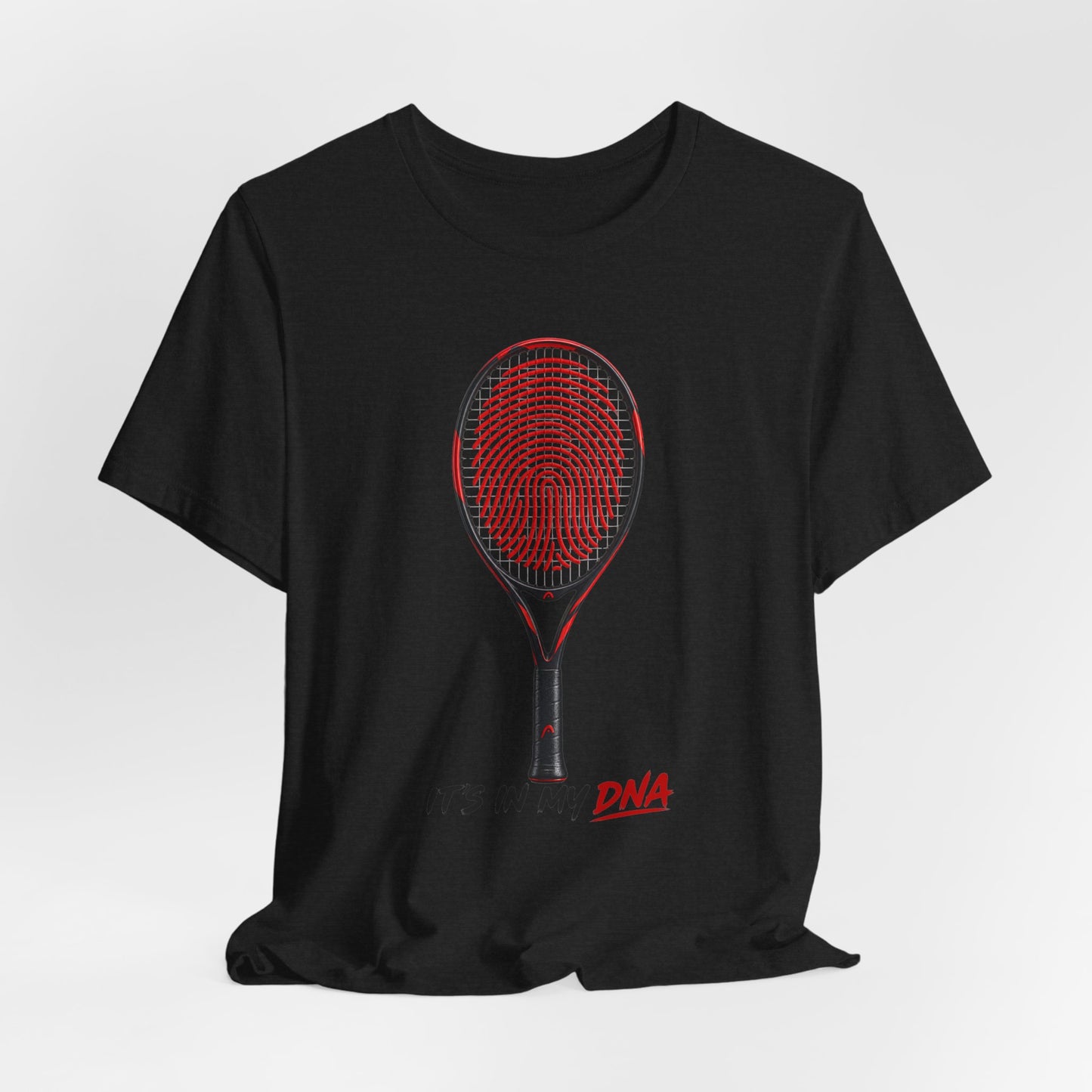 Tennis T‑Shirt — "It's In My DNA" Racket Fingerprint Tee