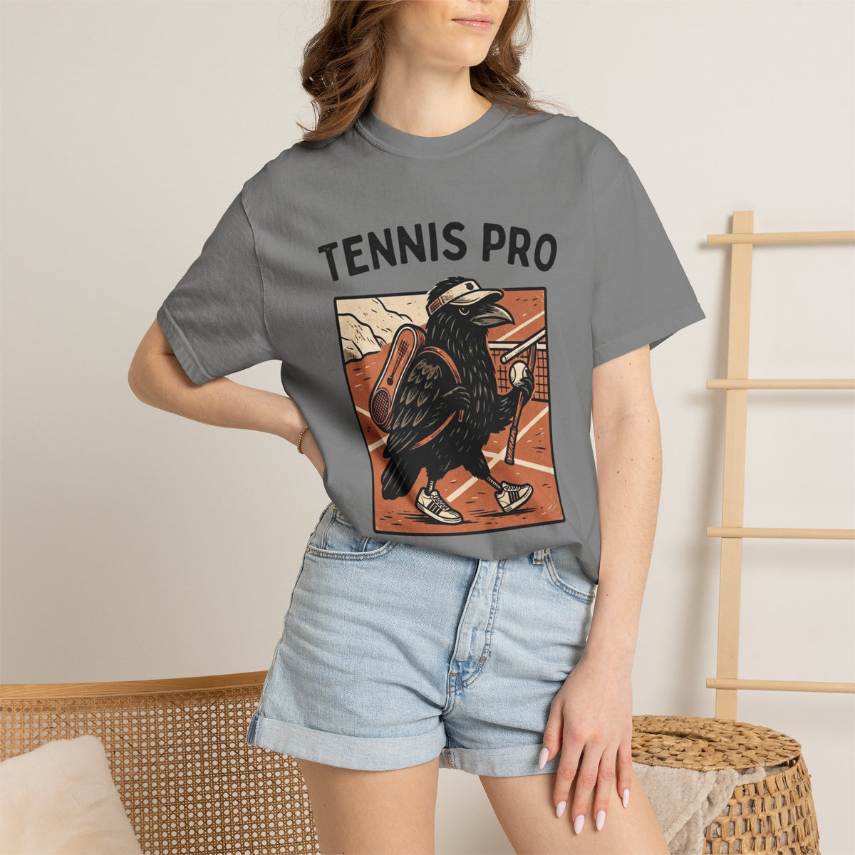 Tennis Pro T‑Shirt — Vintage Raven Tennis Graphic