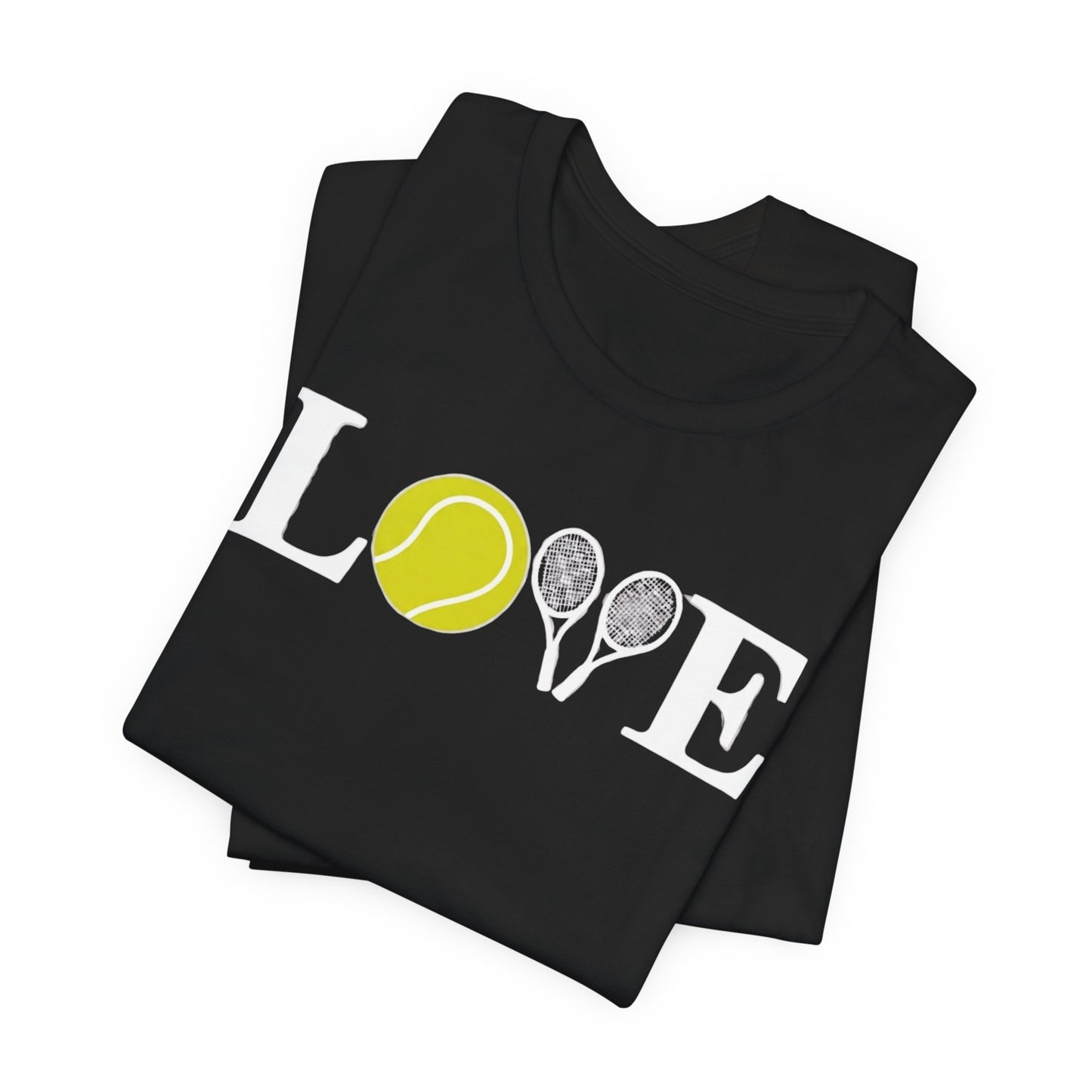 Tennis Love T-Shirt — 'LOVE' with Tennis Ball & Rackets