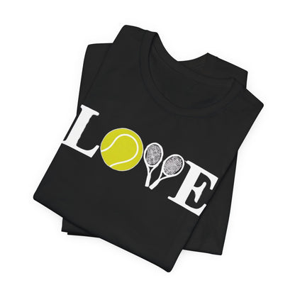 Tennis Love T-Shirt — 'LOVE' with Tennis Ball & Rackets