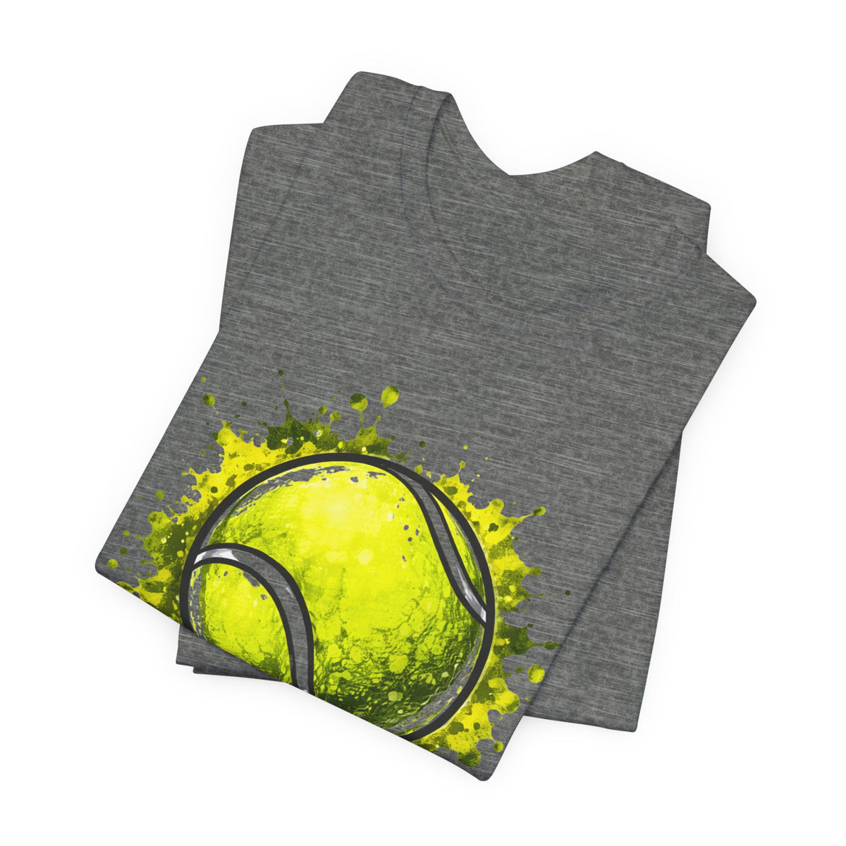 Tennis Tee — Watercolor Ball & Cartoon Player Short Sleeve Shirt