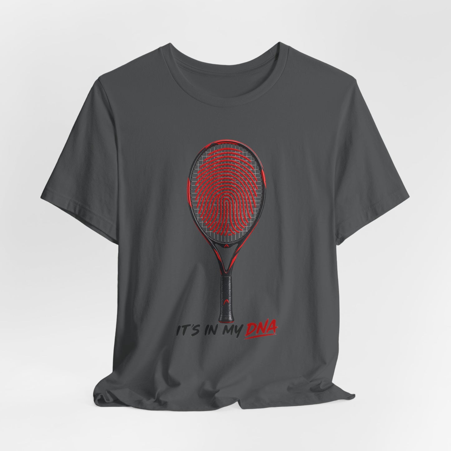 Tennis T‑Shirt — "It's In My DNA" Racket Fingerprint Tee