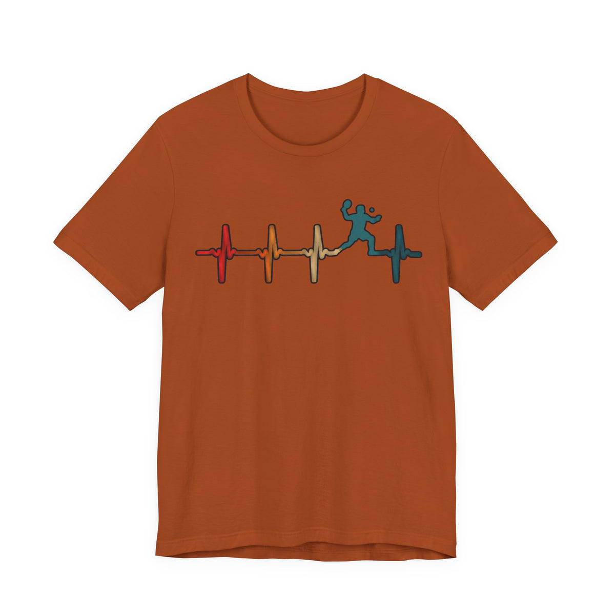 Heartbeat Tennis T‑Shirt — Colorful Surf Pulse Graphic Tee