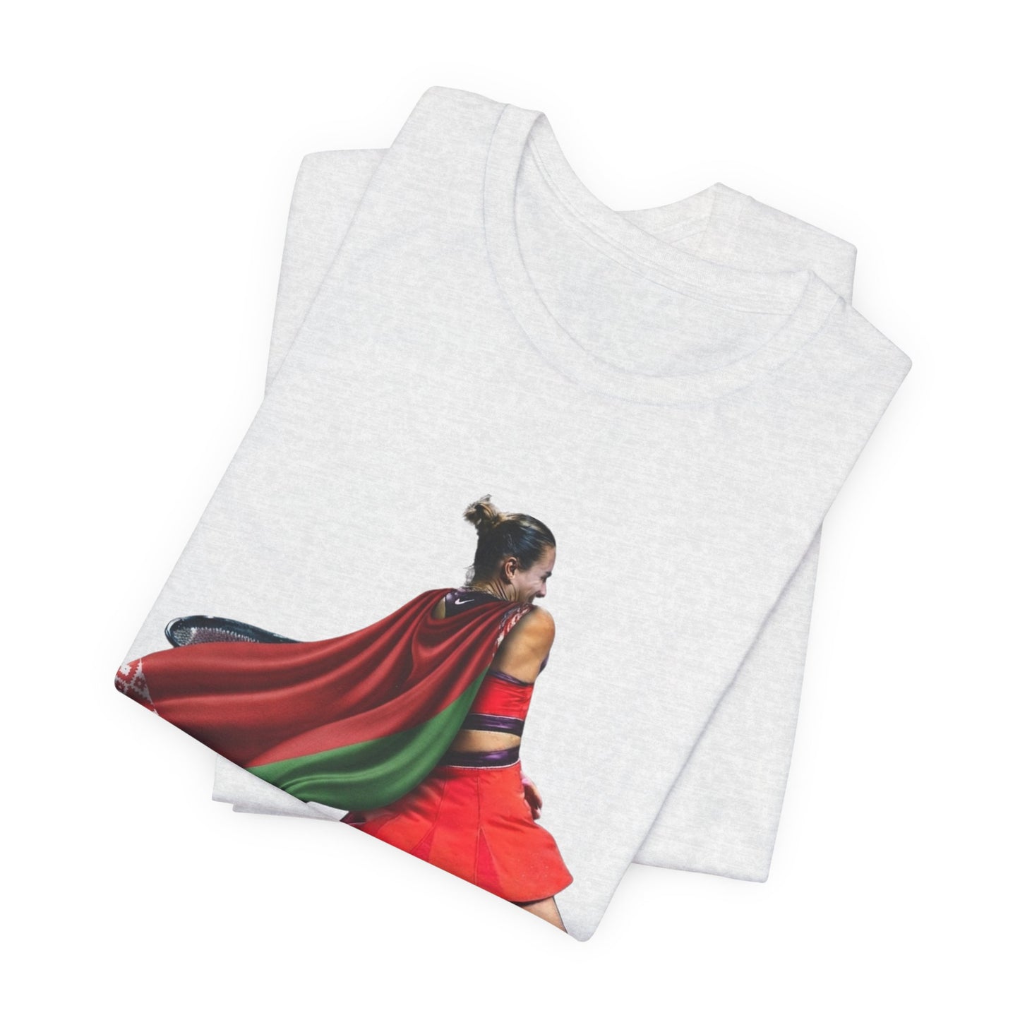 Runner Superhero Sabalenka T‑Shirt — Empowering Female Athlete Tee with Cape Graphic