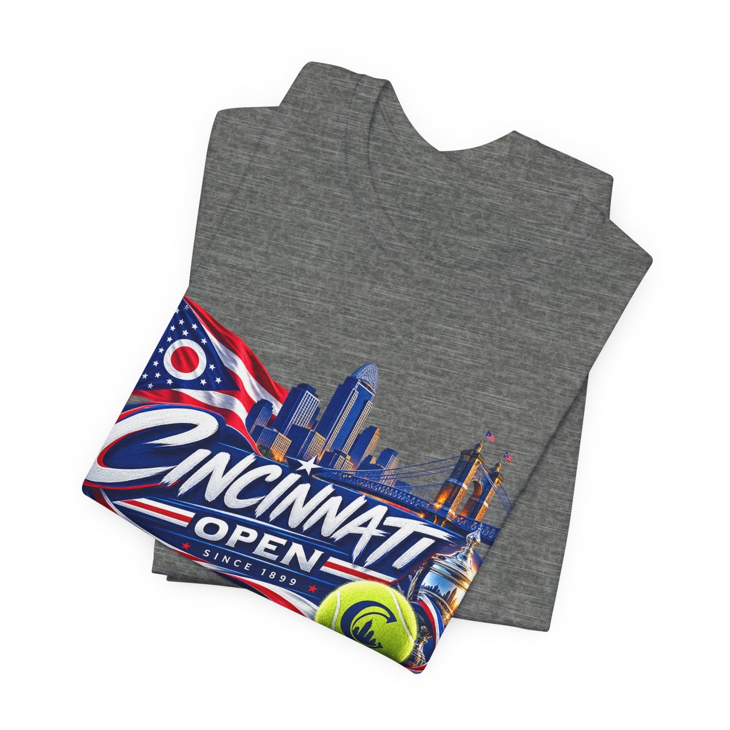 Cincinnati Open Tennis T‑Shirt – City Skyline & Tennis Ball Graphic