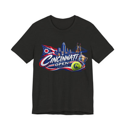 Cincinnati Open Tennis T‑Shirt – City Skyline & Tennis Ball Graphic