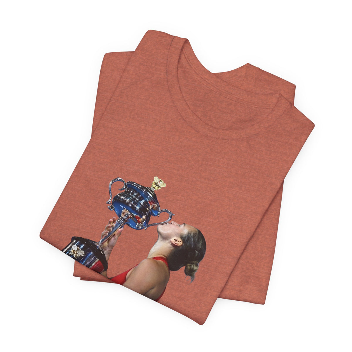 Tennis Champion Sabalenka — Woman Kissing Trophy Graphic T-Shirt