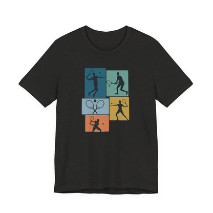 Tennis Silhouette Graphic Tee — Color Block Racket Players
