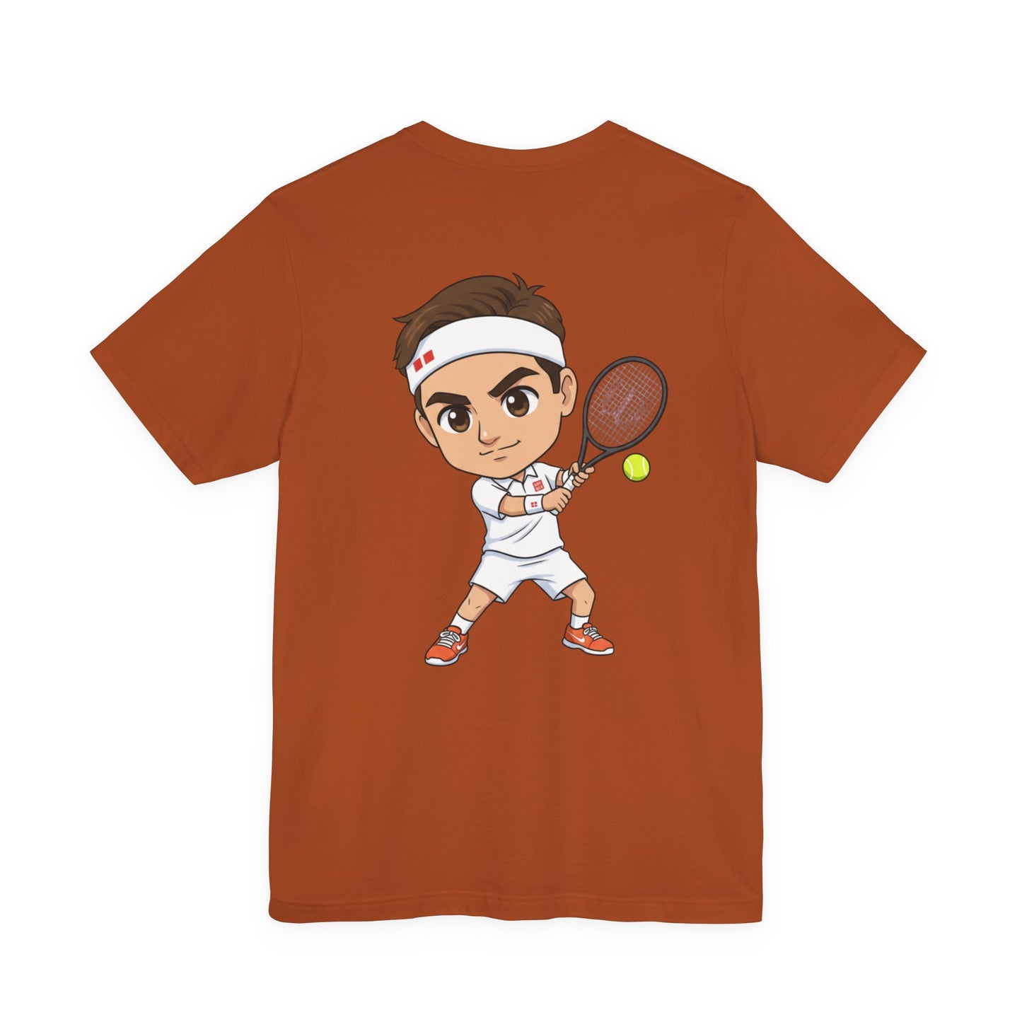 Tennis Tee — Watercolor Ball & Cartoon Player Short Sleeve Shirt