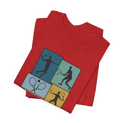 Tennis Silhouette Graphic Tee — Color Block Racket Players