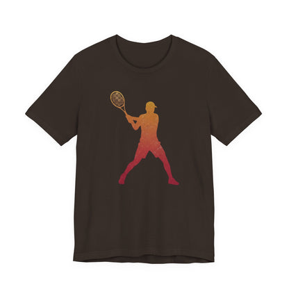 Tennis Player Silhouette Tee — Gradient Racket Sports T‑Shirt