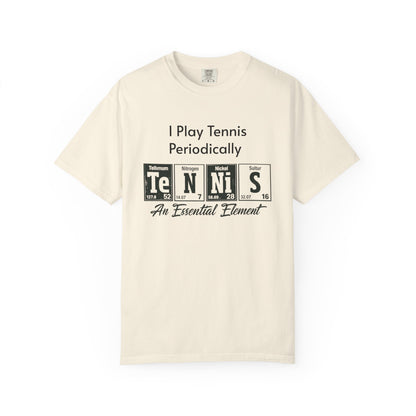 Tennis Periodically T‑Shirt — “An Essential Element” Chemistry Tennis Tee