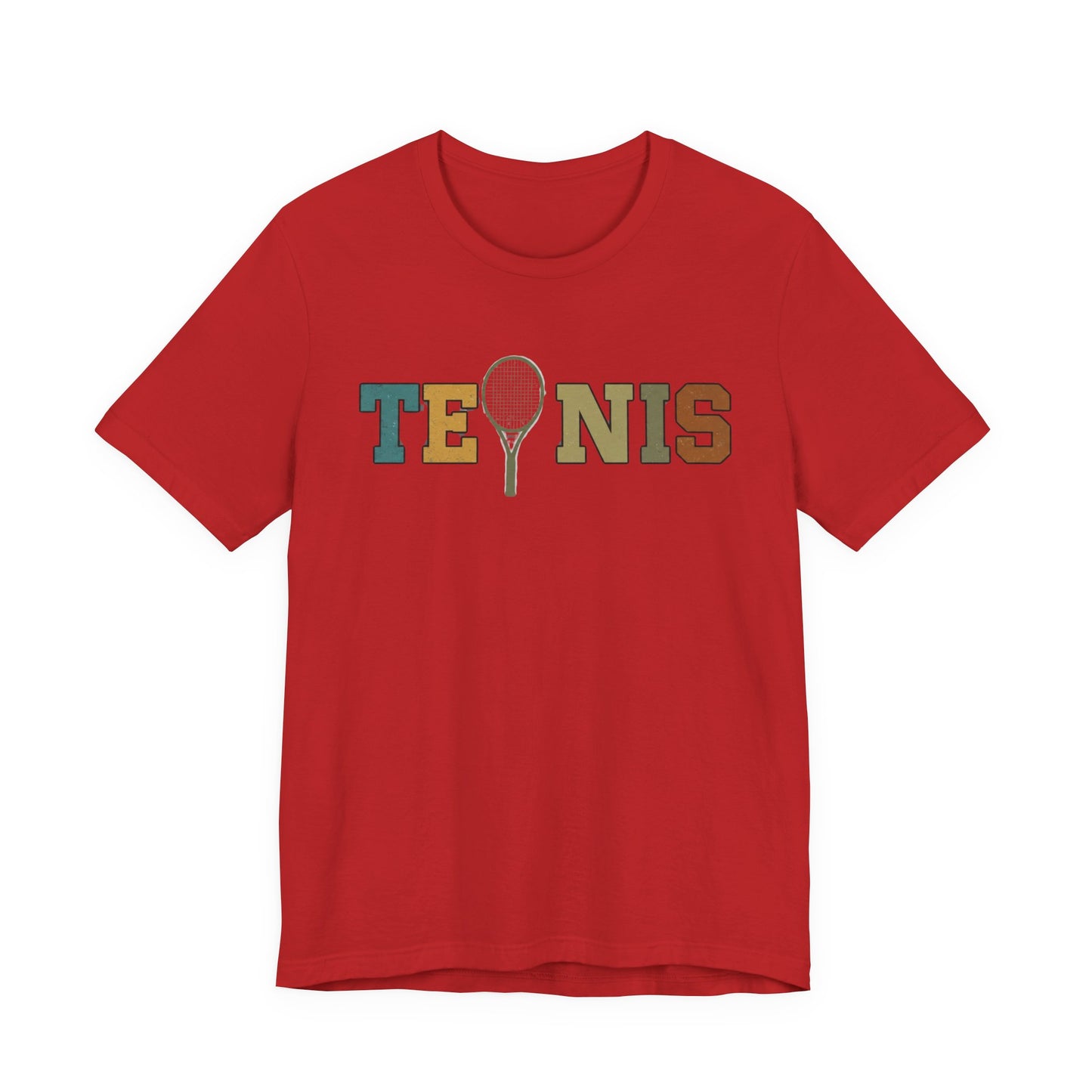 Tennis Retro Graphic Tee — Vintage Racket Lettering Shirt