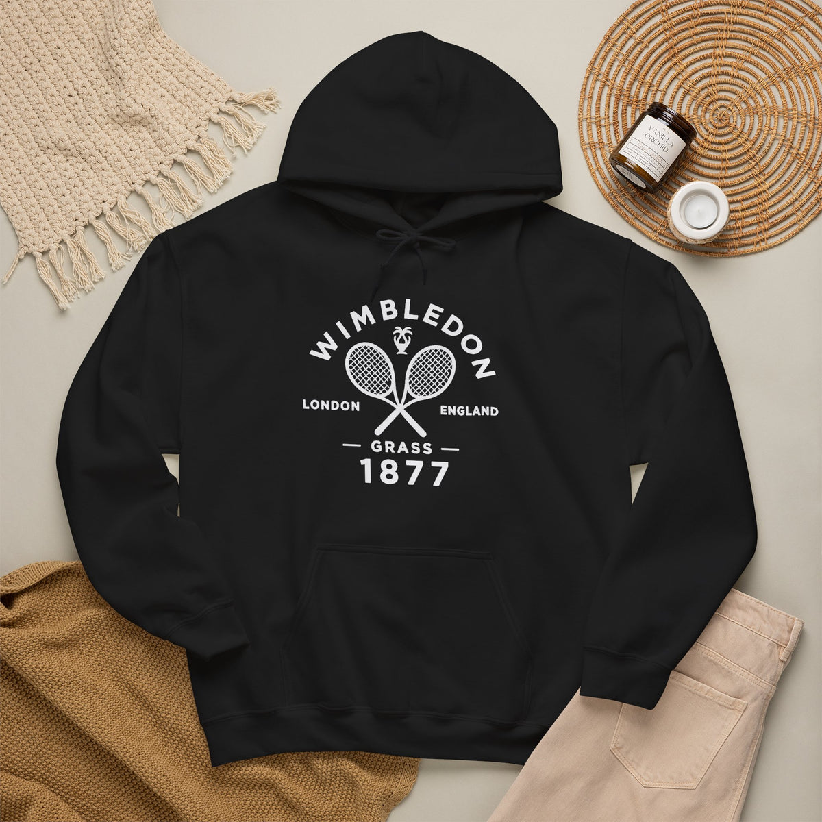 Wimbledon 1877 Tennis Hoodie — Classic Racquets Logo Pullover