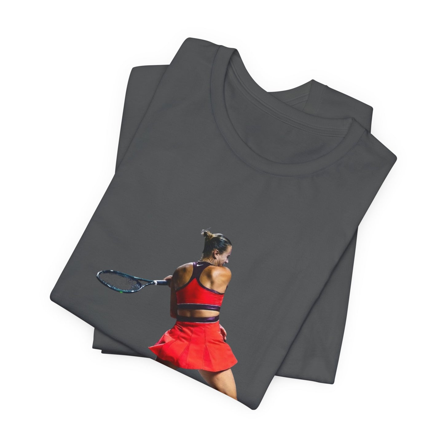 Tennis Player Sabalenka Graphic Tee — Women’s Red Dress Tennis Apparel