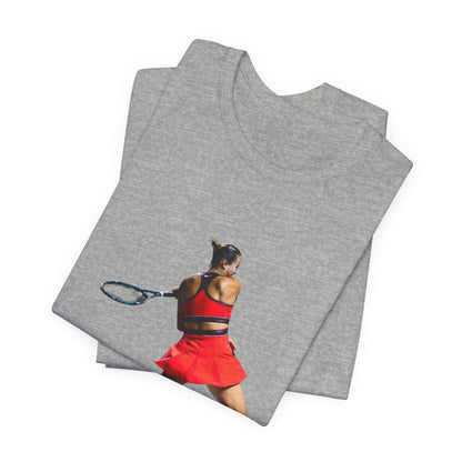 Tennis Player Sabalenka Graphic Tee — Women’s Red Dress Tennis Apparel