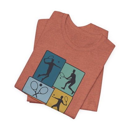 Tennis Silhouette Graphic Tee — Color Block Racket Players