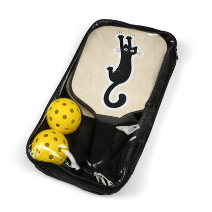 Pickleball Paddle Set — Cute Black Cat Design Pickleball Kit (2 Paddles + Balls)
