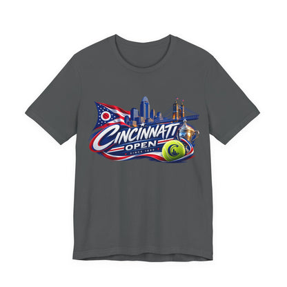 Cincinnati Open Tennis T‑Shirt – City Skyline & Tennis Ball Graphic