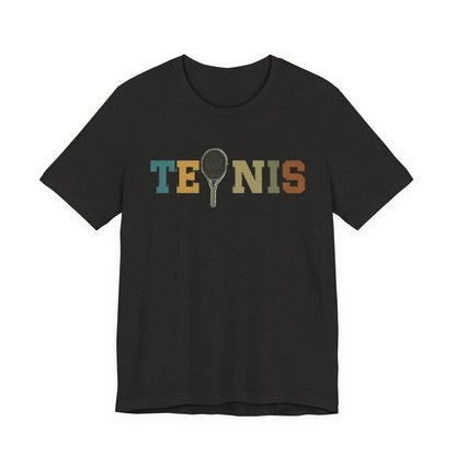 Tennis Retro Graphic Tee — Vintage Racket Lettering Shirt